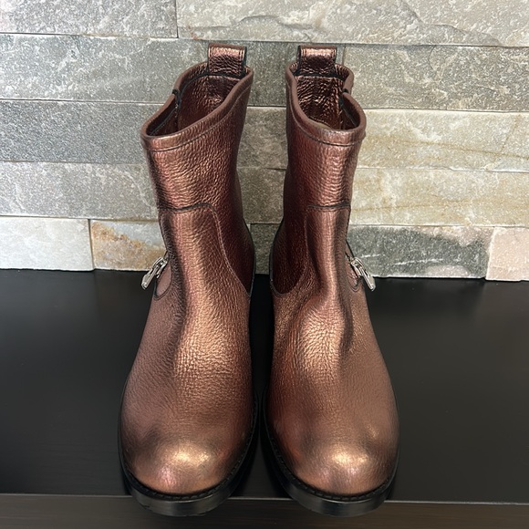 JIMMY CHOO Dondo Rosewood Grainy Calf Leather Biker Boots - Picture 9 of 12